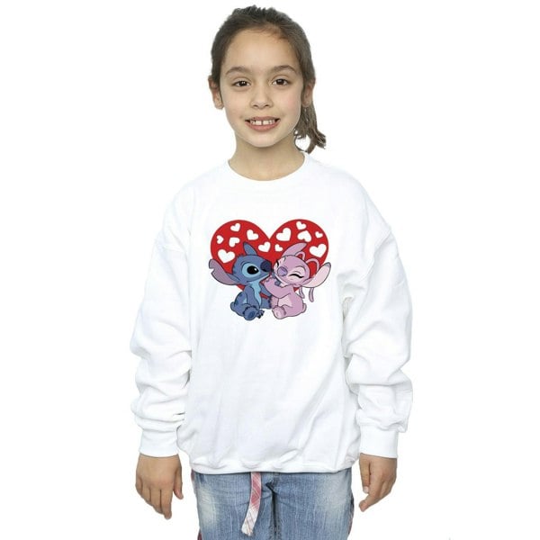 Disney Girls Lilo & Stitch Hearts Sweatshirt - White