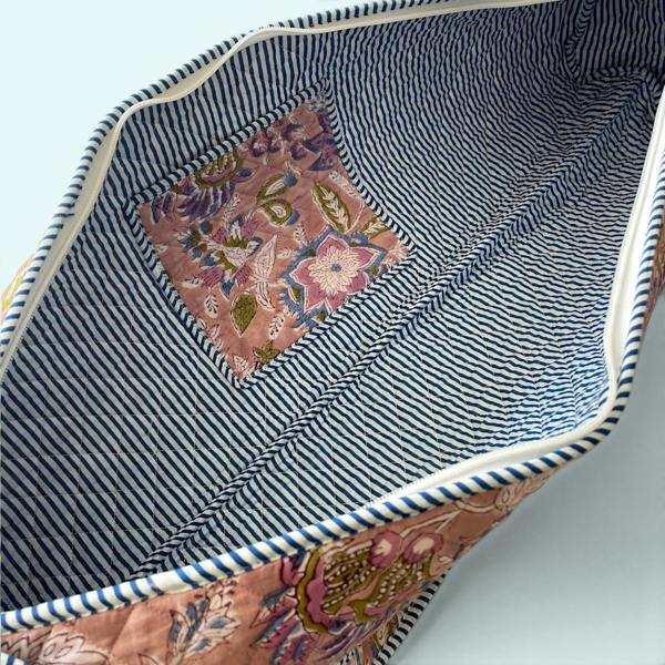 Hayley & Co Yoga Mat Bag | Brown, Blue and Lilac Floral Print