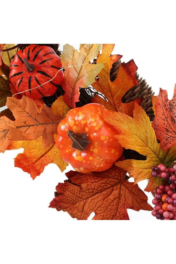 Living and Home Dia 60Cm Rustic Faux Maple Leaves Halloween Autumn Decoration with LED Lights