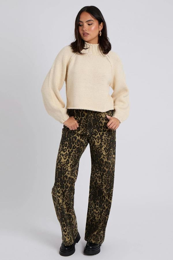 Urban Bliss Cream Exposed Seam Roll Neck Jumper