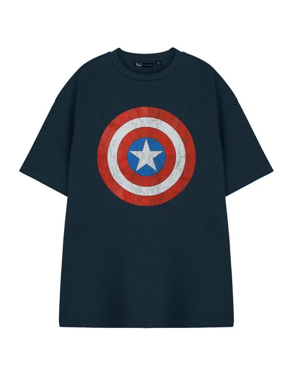 Marvel Captain America Mens Blue Captain America Shield Short Sleeved T-Shirt