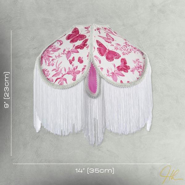 Pink Butterfly Victorian Vintage Lamp Shade with Oval Velvet Sections Image 7