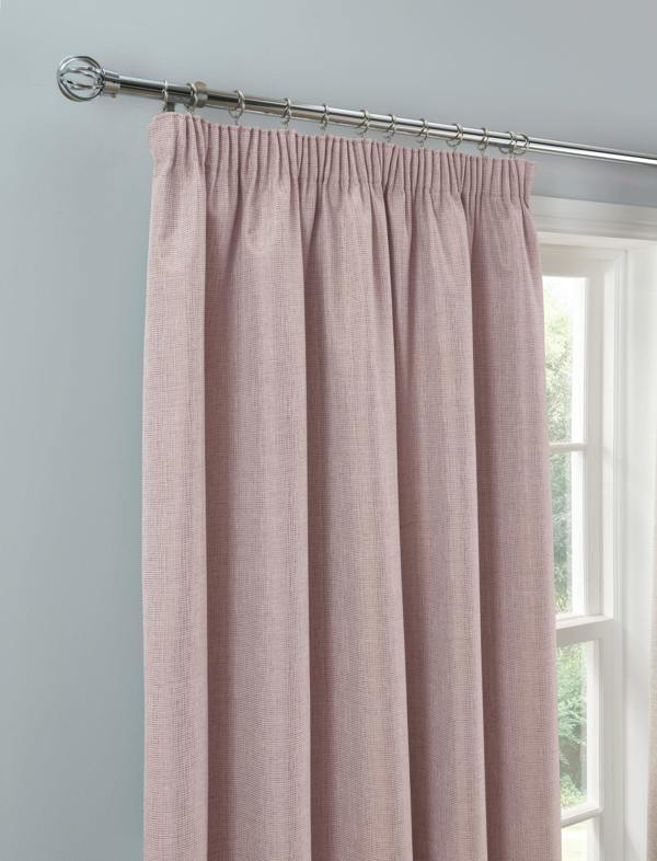 Smart Living Textured Rib Weave Boutique Pencil Pleat Curtain - Blush