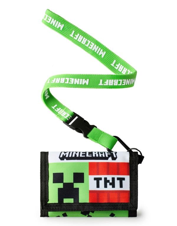 Minecraft Boys Green Creeper & TNT Strap Wallet (One Size)