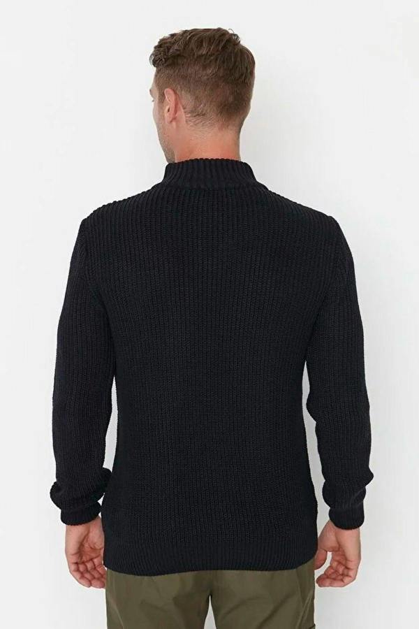 WOVCOR Regular Fit Half Turtleneck Zippered Men's Sweater