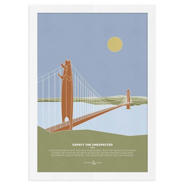 Anchor & Crew The Golden Surf Bridge Archival Giclée Paper A3 Wall Print