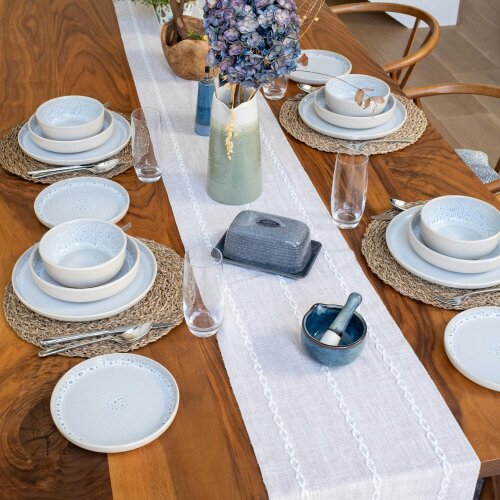 Scandi Home Stockholm Ceramic Dinner Plates, Set of 4, 27cm, Oatmeal Reactive Glaze