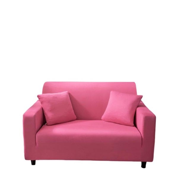 Anyseat 2 Seater Sofa Cover Plain Rose Red Style and Protection For Living Room Sofa Chair Elastic Stretchable Slipcover