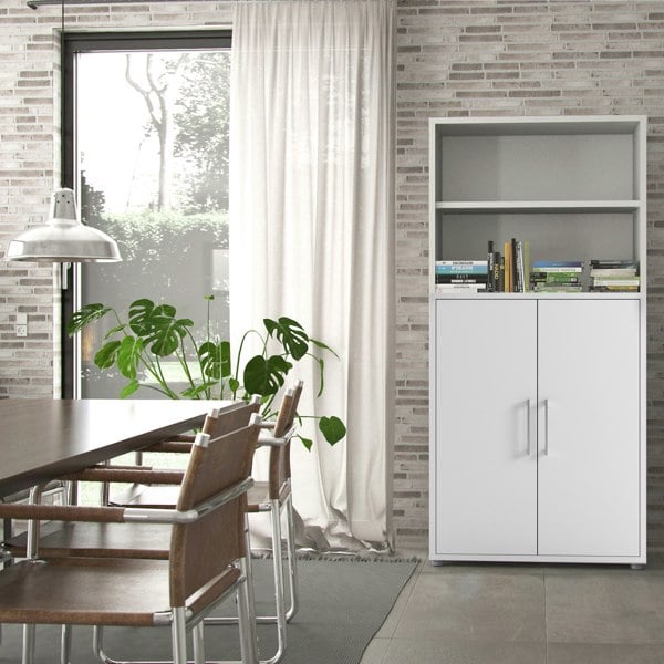 Furniture To Go Prima Bookcase 3 Shelves with 2 Doors in White