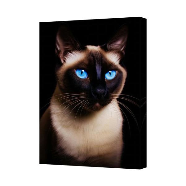 Benjamin Tate Design Siamese Cat Canvas Wall Art With Brilliant Blue Eyes