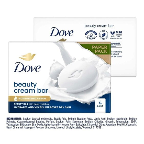Dove Orignal Moisturising Beauty Cream Bar for Soft & Smooth Skin 4x90g, 4 Pack