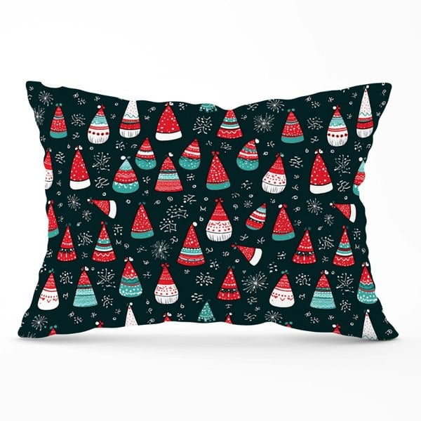 Warren Reed Hand Drawn Cheerful Santa Hats Cushions