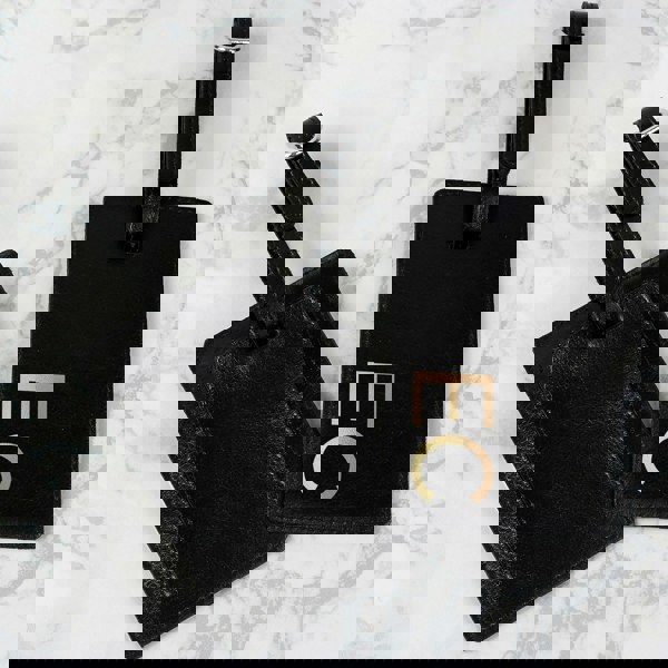 Personalised Memento Company Personalised Gold Initials Black Luggage Tag