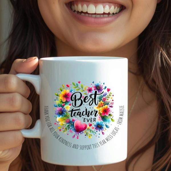 Personalised Colourful Best Teacher Mug Gift | Teacher School Gift