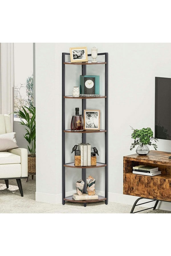 Living and Home 5 Tier Corner Book Shelf Home Storage Display