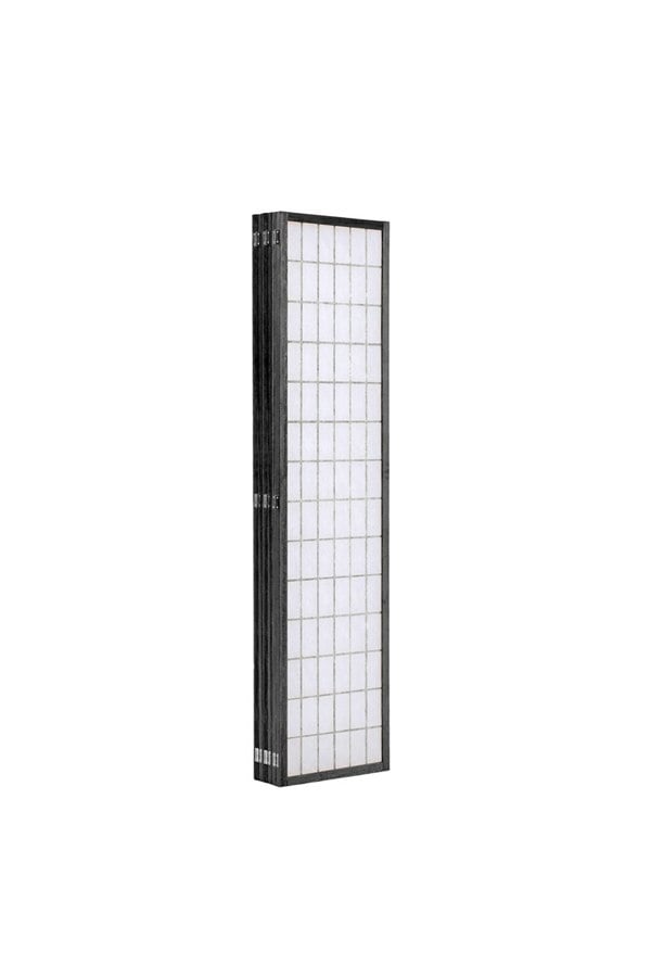 Living and Home 6-Panel Black Solid Wood Folding Room Divider Screen