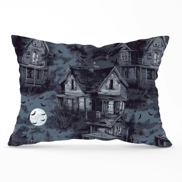 Warren Reed Spooky Shadowy Haunted House Cushions