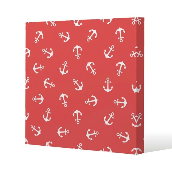 Benjamin Tate Design Anchors on Red Background (Canvas Print)