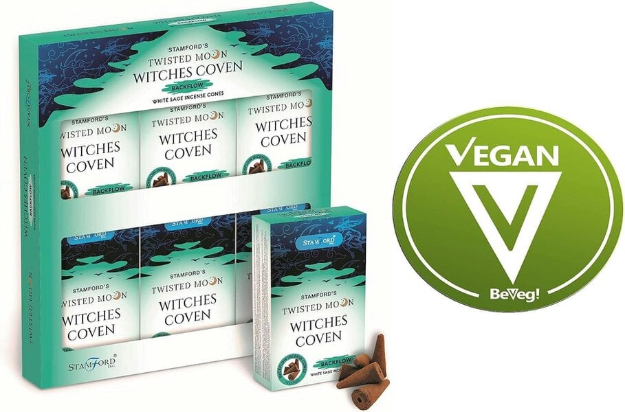 Stamford Twisted Moon Witches Coven White Sage Backflow Incense Cones, 144 cones