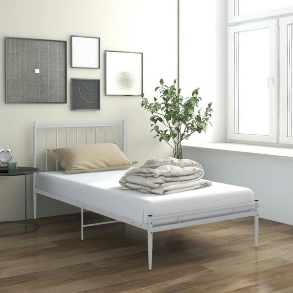 Berkfield Bed Frame White Metal 90x200 cm