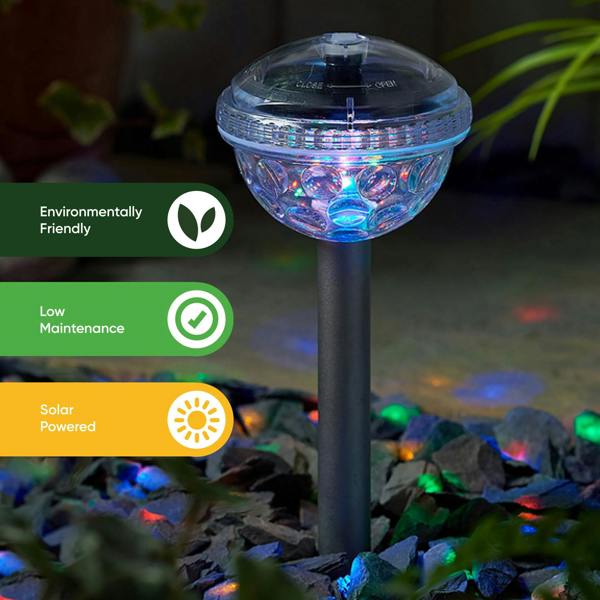 Gardenwize Pack of 2 Solar Disco Stake LED Lights – Colour Changing Garden Lights