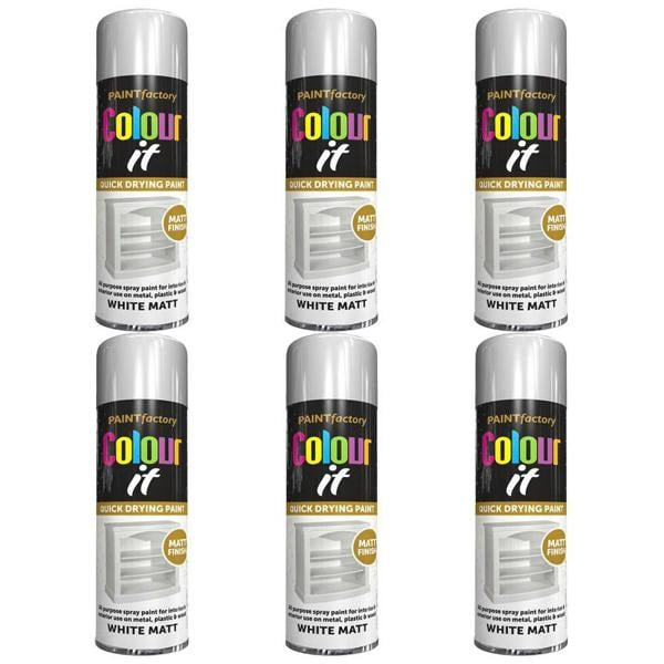 Paint Factory 6X  White Matt Spray Paint 250ml
