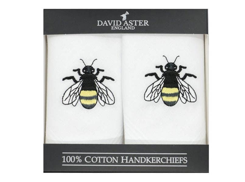 Bee Embroidered White Handkerchiefs
