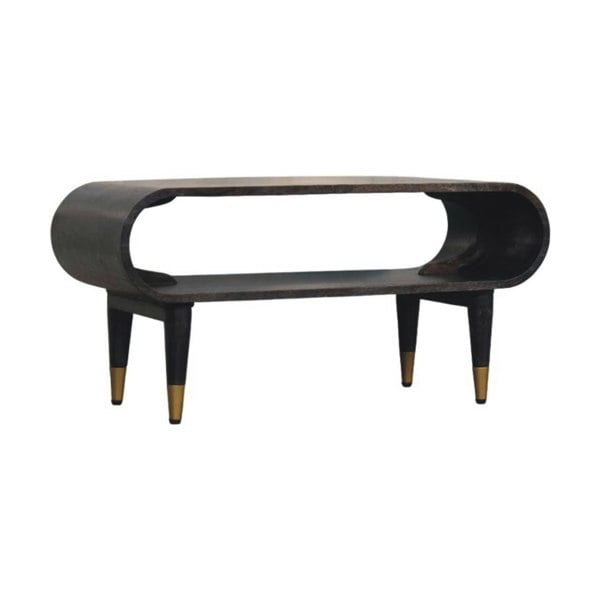 Artisan Furniture Solid Wood Curved Edge Media with Brass Accents
