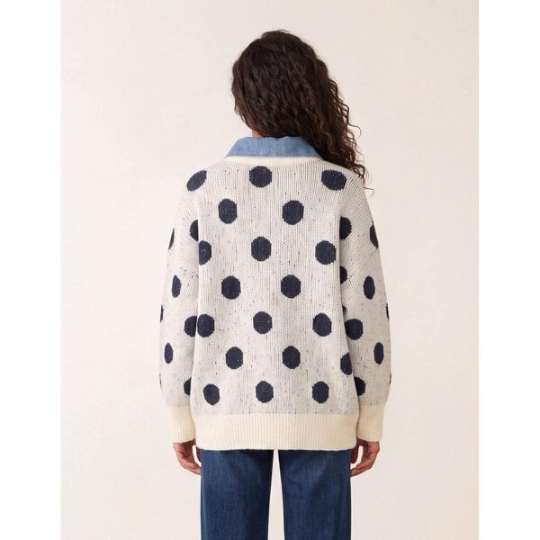 Blue Vanilla Polka Dot Knitted Polo Jumper
