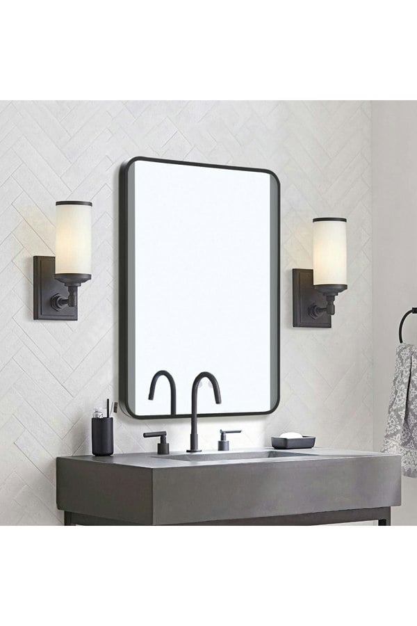 Living and Home Retangular LED Light Bathroom Vanity Mirror with Metal Frame