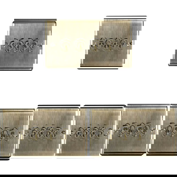 3 PACK 4 Gang Quad Retro Toggle Light Switch ANTIQUE BRASS 10A 2 Way Plate