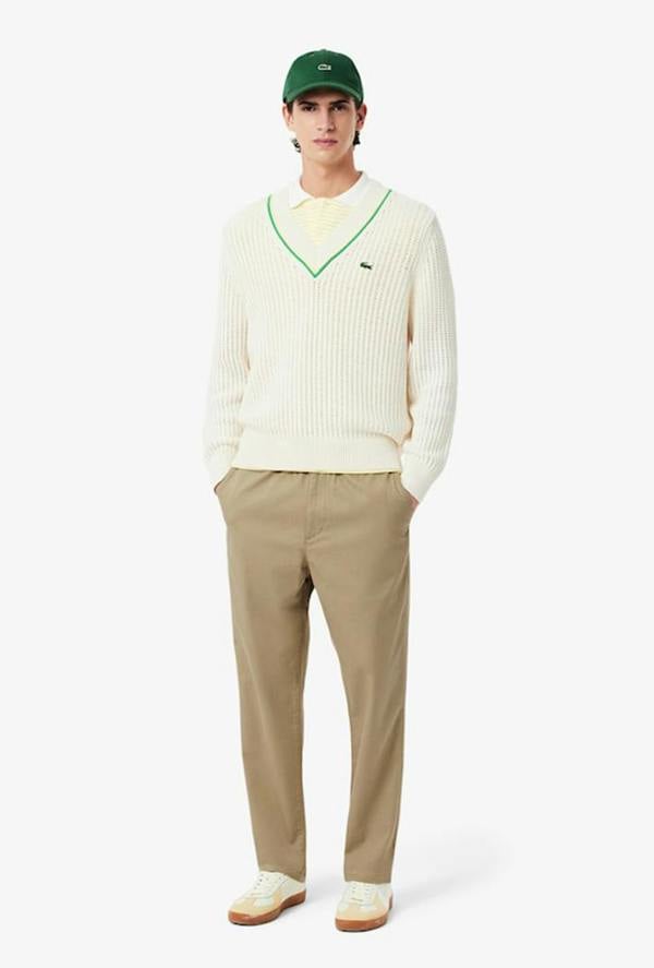 Lacoste Regular Fit Cotton Gabardine Chino Pants - Stone