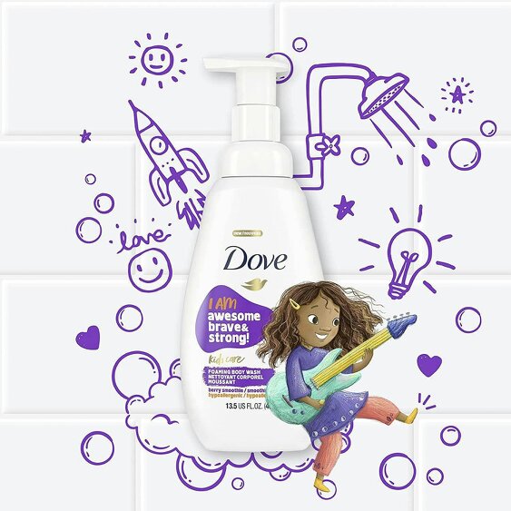 Dove Kids Care Body Wash Berry Smoothie Hypoallergenic Shower Gel 400ml, 6 Pack