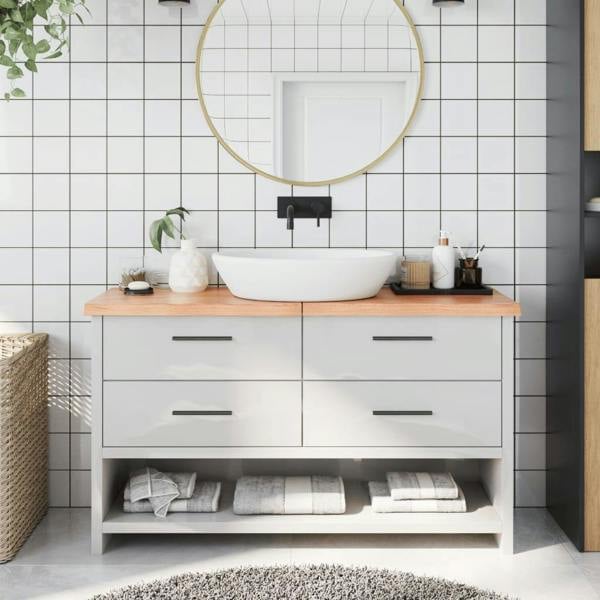 Berkfield Home Berkfield Bathroom Countertop Light Brown 140x30x4 cm Treated Solid Wood