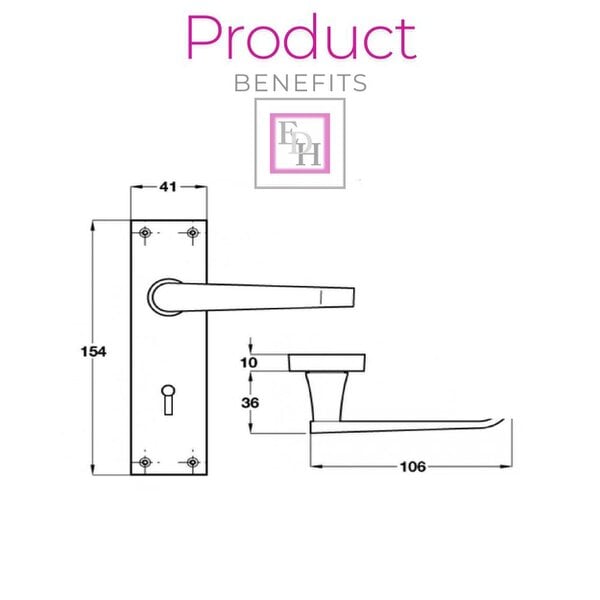 EDH Door Hardware Matt Black Door Handles Victorian Straight Lock Handles and Sash Lock