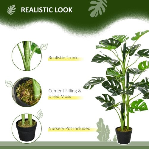Wyld Haus Nalale Lumo Set Of 2 Artificial Monstera Style Trees With Cheese Leaf Design And Pots