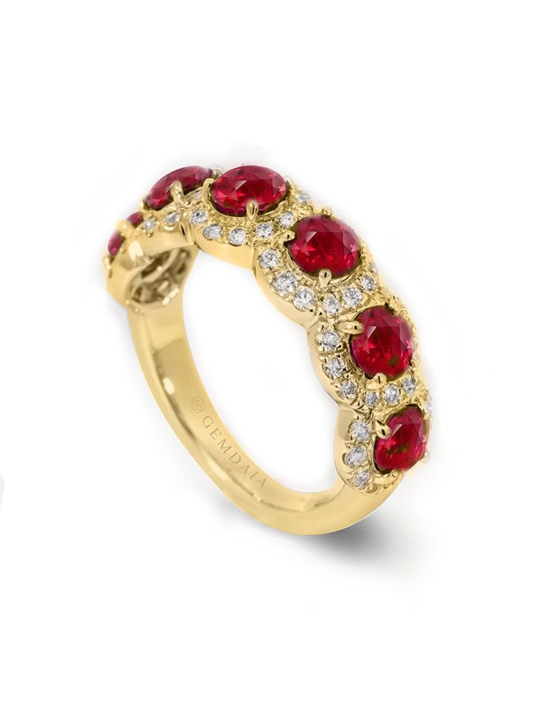 Gemdaia Stellar Medley Ring: Ruby & Diamonds