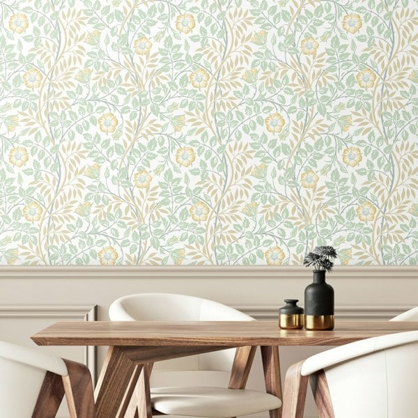 Hoopla Walls Rosehip Trail - Soft Mint 10m Wallpaper