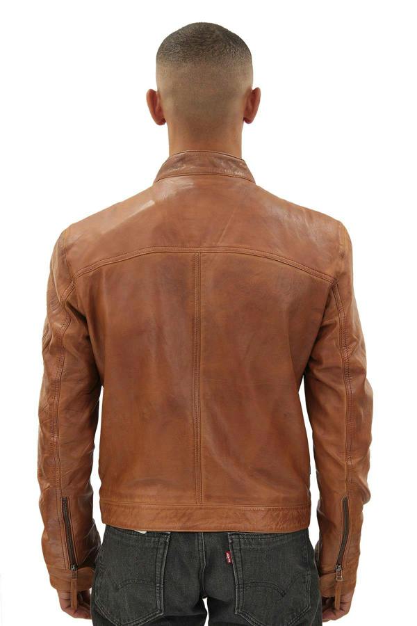 Infinity Leather Men’s Classic Fitted Leather Biker Jacket-Austin