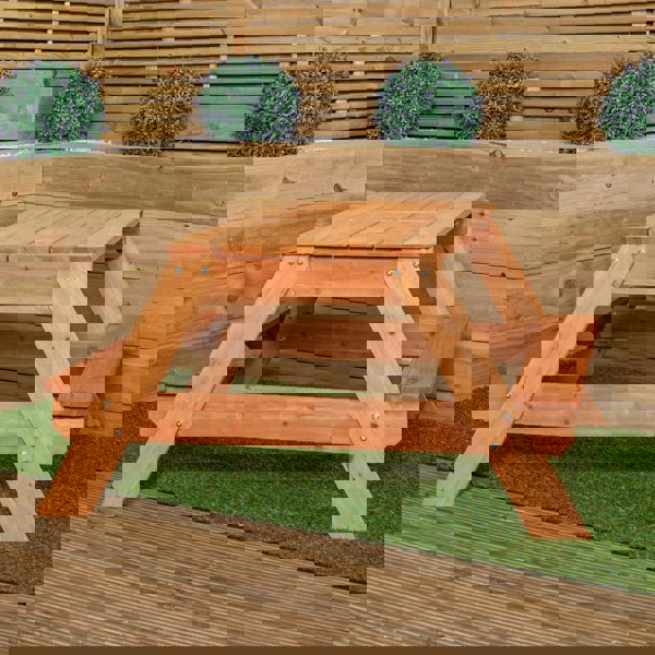 Samuel Alexander Kids Outdoor Wooden Picnic & Activity Table with Removable Plastic Trays & Parasol