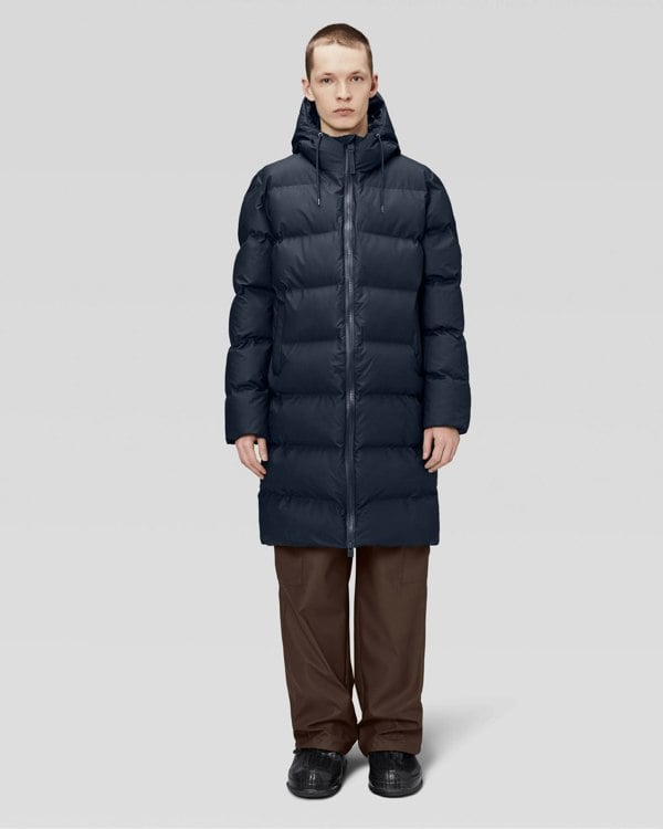 Rains Alta Long Unisex Puffer Jacket - 47 Navy