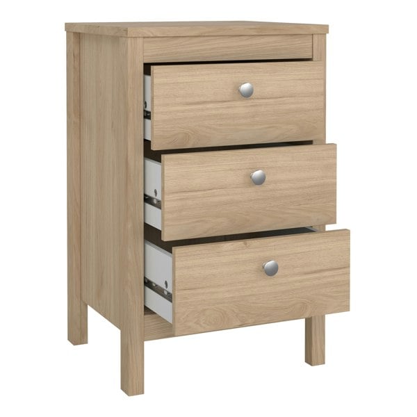 Furniture To Go Madrid Bedside Table 3 Drawers in Jackson Hickory Oak