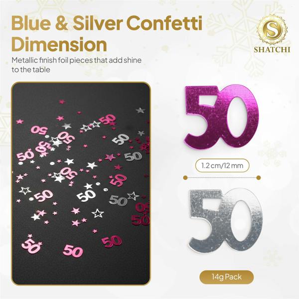 50th Birthday Pink and Silver Foil Confetti Pack for Table Decoration and Party Styling image 9