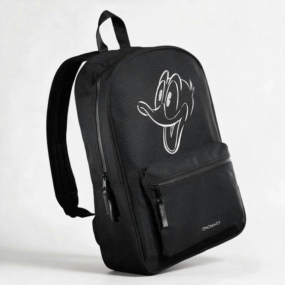 Onomato! Disney Donald Duck Backpack with Front Zip Pocket Black