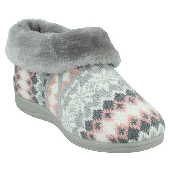 Rosebank Ladies Rosebank Memory Foam Norwegian Print Bootee Slippers Penny