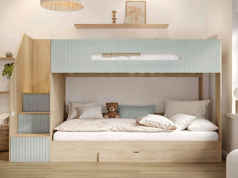 Flair Finn Staircase Bunk Bed with Storage Oak