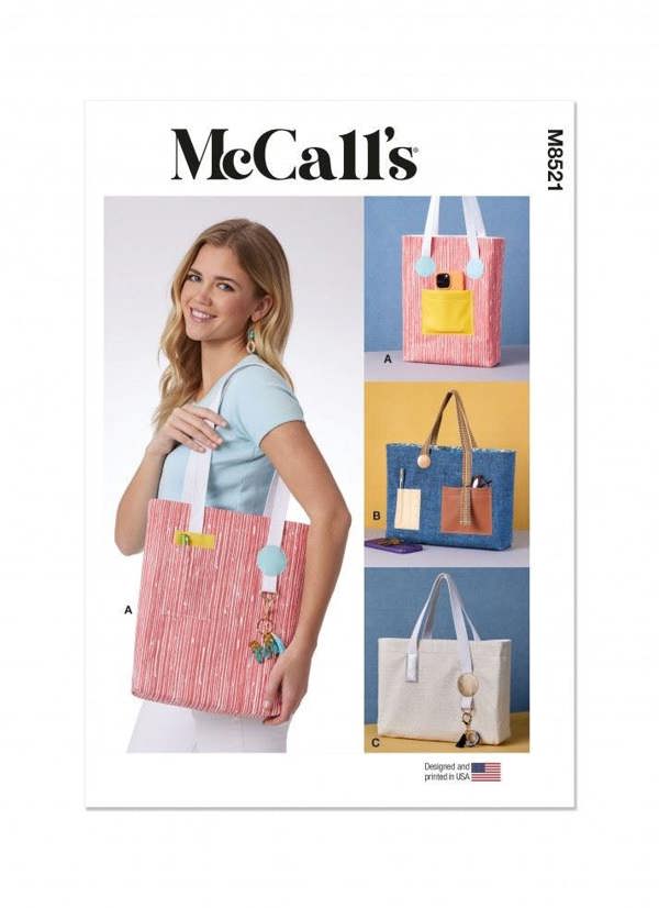 McCalls 8521 Paper Sewing Pattern – Bag, Size One Size, Easy