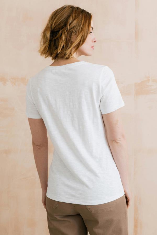 Lily & Me Victoria Organic Cotton V-Neck T-Shirt White
