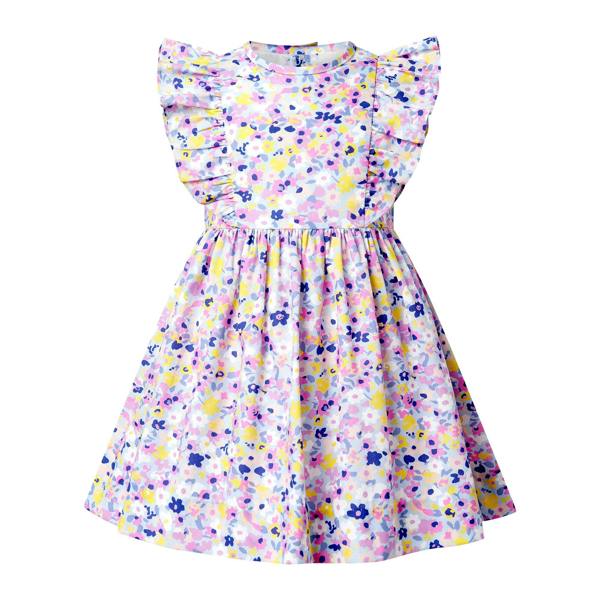 Rachel Riley Mini Pastel Floral Frill Front Dress