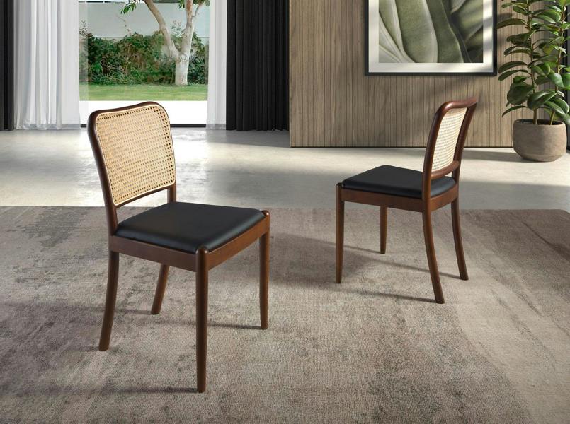 Angel Cerdá Rattan and Black Leatherette Chair 4094